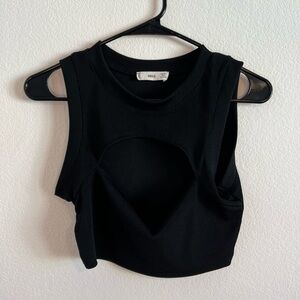 Mng Women's White Ribbed Crop Top - Size M